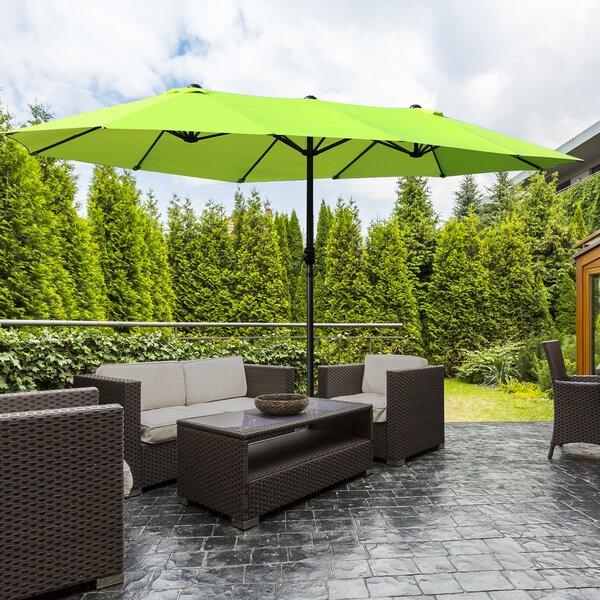 Outsunny Ombrellone da Giardino Doppio con Apertura a Manovella, Acciaio e Poliestere, 460x270x240cm|Aosom