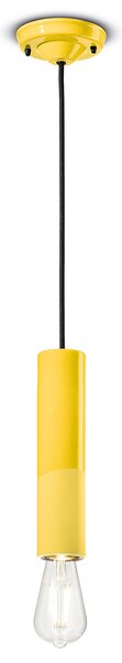 Sospensione Piccola Vintage Decò Pi Ceramica Giallo Limone 1 Luce E27