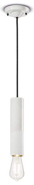 Sospensione Piccola Vintage Decò Pi Ceramica Bianco Grezzo 1 Luce E27