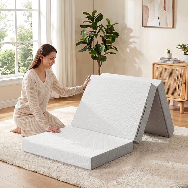 HOMCOM Materasso Pieghevole 195x75cm, 10cm, Rivestimento Lavabile, Ideale per Ospiti/Campeggio | Aosom Italy