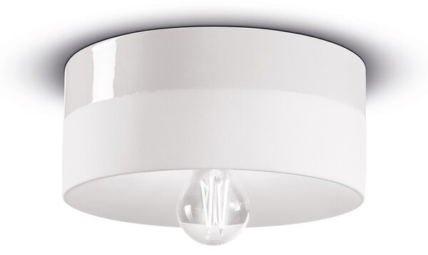 Plafoniera Media Vintage Decò Pi Ceramica Bianco Grezzo 1 Luce E27
