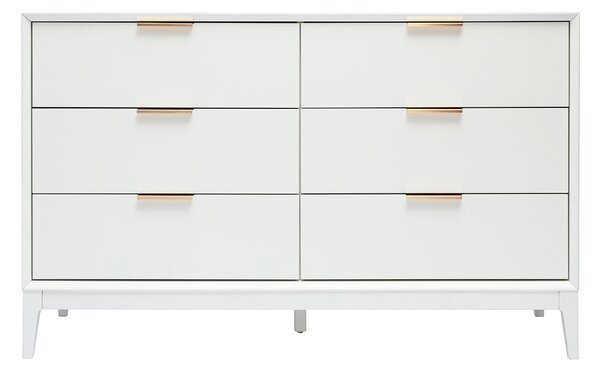 Comò bianco opaco e metallo dorato 6 cassetti L120 cm GIANA