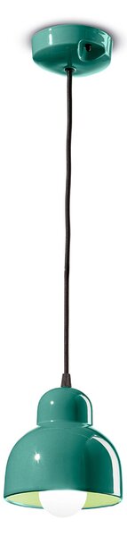 Lampadario Vintage Decò Berimbau Ceramica Turchese 1 Luce E27
