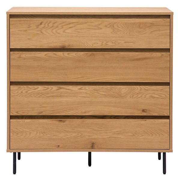 Comò finitura legno chiaro rovere 4 cassetti L100 cm ARAGON