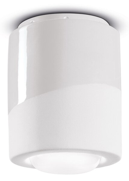 Plafoniera Piccola Vintage Decò Pi Ceramica Bianco Grezzo 1 Luce E27