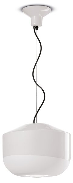 Sospensione Grande Vintage Decò Bellota Ceramica Bianco Grezzo 1 Luce E27
