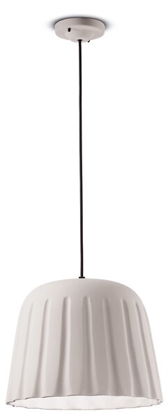 Sospensione Piccola Vintage Decò Madame Gres Ceramica Bianco 1 Luce E27