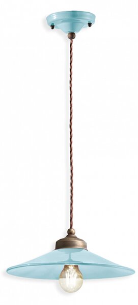 Lampadario Vintage Colors Ferro E Ceramica Azzurro 1 Luce E27 30Cm