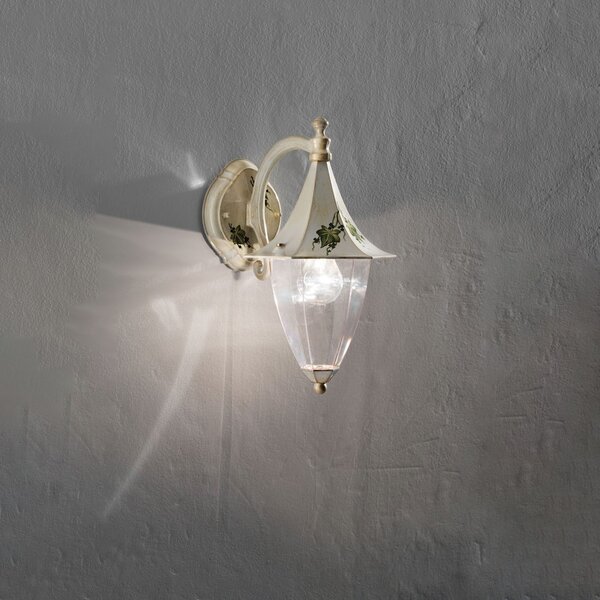 Applique Esterno Classica Arezzo Ferro E Ceramica Bianco Sfumato Oro 1 Luce E27