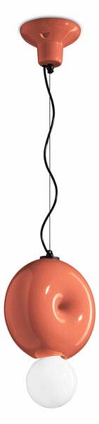 Sospensione Vintage Decò Bumbum 1 Elemento Ceramica Arancio Pokè 1 Luce E27