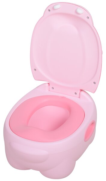 Homcom Vasino Per Bambini dai 6-48 Mesi Antiscivolo Ippopotamo Toilette per Bimbi Rosa 40 x 30 x 23cm|Aosom