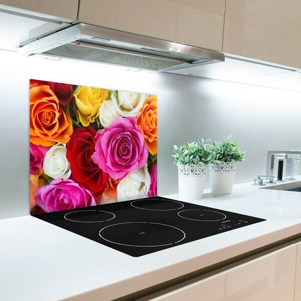 Tagliere in vetro temperato Rose colorate 60x52 cm