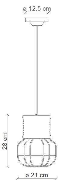 Lampadario Industrial Ferro E Ceramica Con Rete Vintage Arancio 1 Luce E27