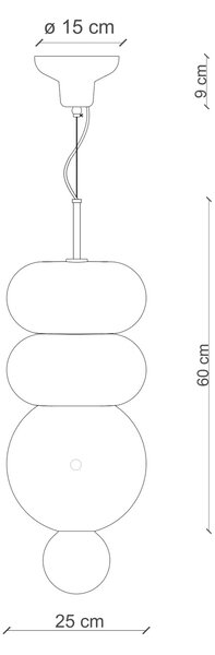 Sospensione Vintage Decò Bumbum 2+1 Elementi Ceramica Gialla Arancio 1 Luce E27