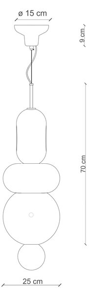 Sospensione Vintage Decò Bumbum 3 Elementi Ceramica Gialla E Arancio 1 Luce E27