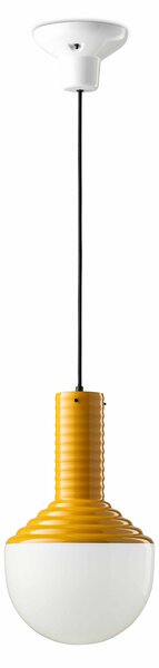 Sospensione Vintage Grande Decò Selaron Ceramica Gialla 1 Luce E27