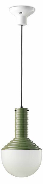 Sospensione Vintage Grande Decò Selaron Ceramica Verde Salvia 1 Luce E27