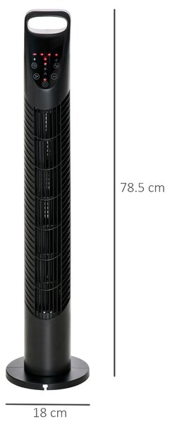 HOMCOM Ventilatore a Torre Oscillante con Telecomando fino a 5m | 3 Livelli Velocità | Silenzioso | Ф18 x 78.5A cm, Nero|Aosom