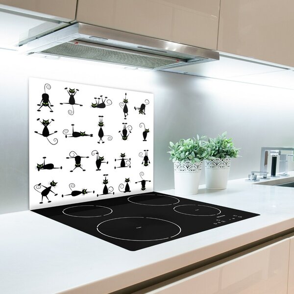 Tagliere in vetro Illustrazione di gatti 60x52 cm
