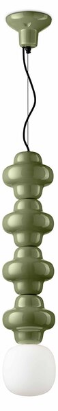 Sospensione Vintage Decò Copacabana 4 Moduli Ceramica Verde 1 Luce E27