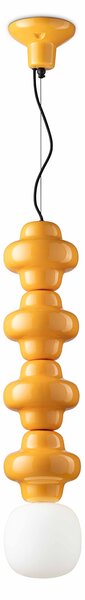 Sospensione Vintage Decò Copacabana 4 Moduli Ceramica Gialla 1 Luce E27