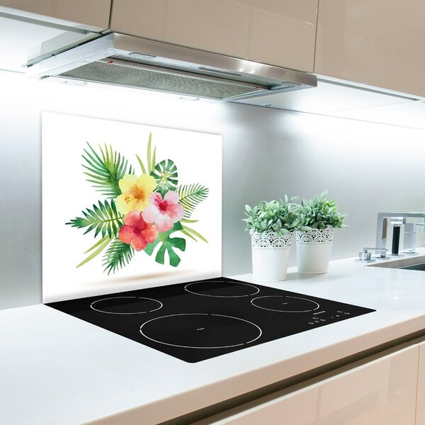 Tagliere in vetro temperato Fiori hawaiani 60x52 cm