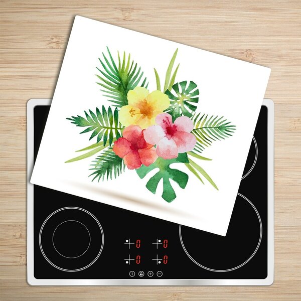 Tagliere in vetro temperato Fiori hawaiani 60x52 cm