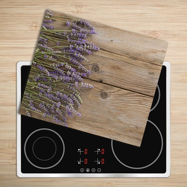 Tagliere in vetro Lavanda sul legno 60x52 cm