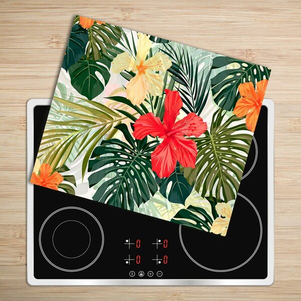 Tagliere in vetro Fiori hawaiani 60x52 cm