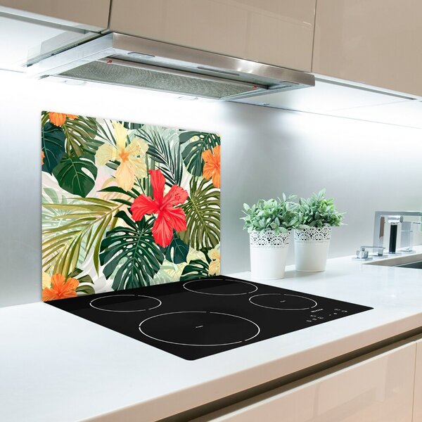 Tagliere in vetro Fiori hawaiani 60x52 cm