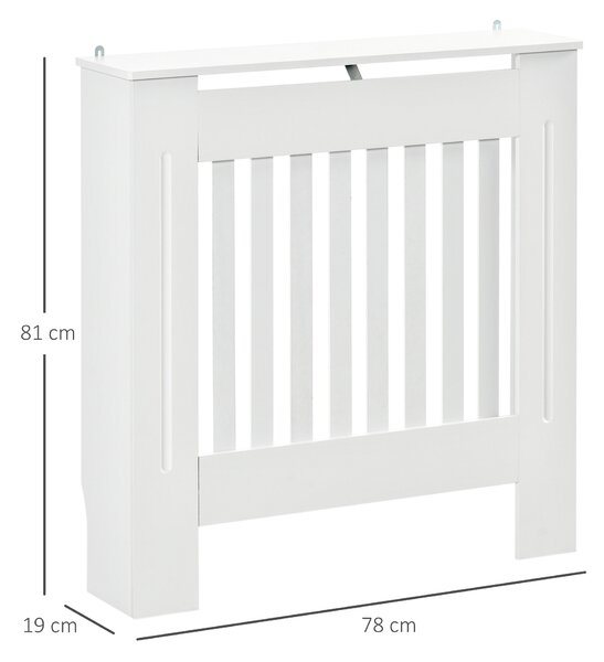 HOMCOM Copritermosifone in Legno Bianco per Caloriferi e Radiatori, con Doghe Verticali e Piano d'Appoggio, 78x19x81cm|Aosom
