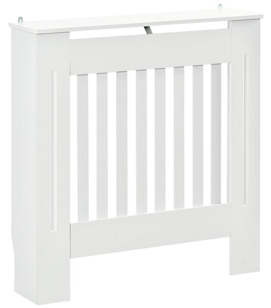 HOMCOM Copritermosifone in Legno Bianco per Caloriferi e Radiatori, con Doghe Verticali e Piano d'Appoggio, 78x19x81cm|Aosom