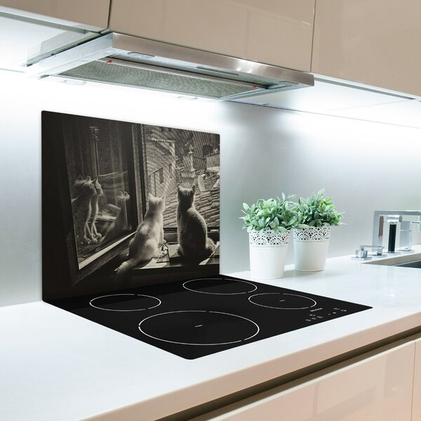 Tagliere in vetro Gatti dalla finestra 60x52 cm