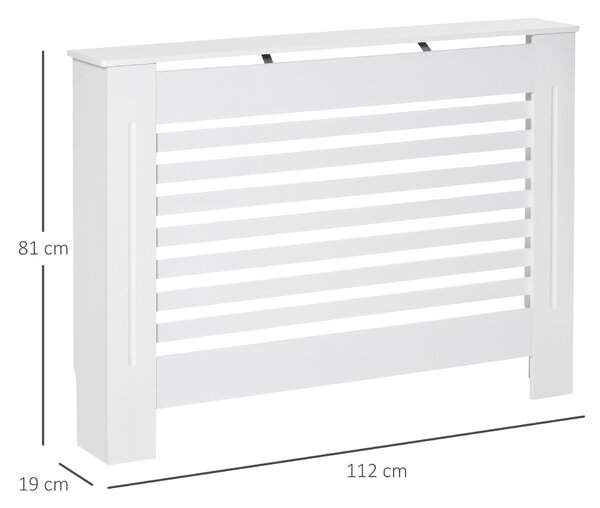 HOMCOM Copritermosifone in Legno Bianco per Caloriferi e Radiatori, con Struttura a Doghe e Ripiano, 112 x 19 x 81cm|Aosom