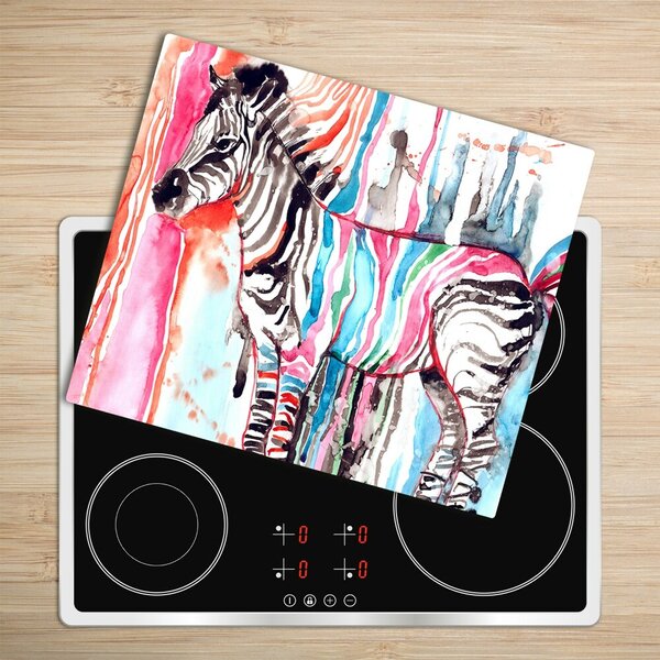 Tagliere in vetro Zebra colorata 60x52 cm