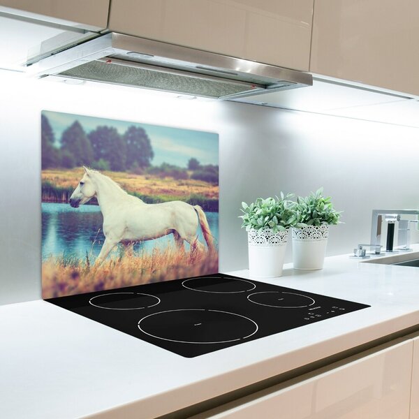 Tagliere in vetro temperato Lago di cavalli bianchi 60x52 cm