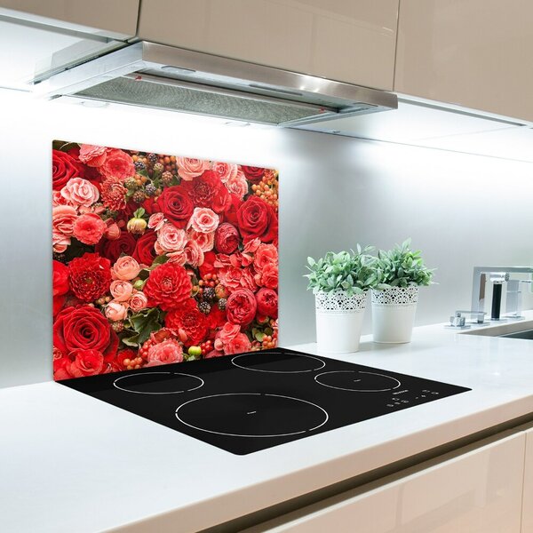 Tagliere in vetro Fiori rossi 60x52 cm