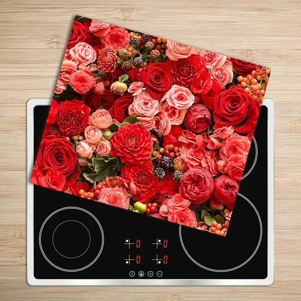 Tagliere in vetro Fiori rossi 60x52 cm