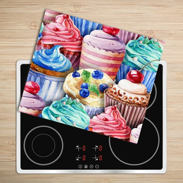 Tagliere in vetro Muffin colorati 60x52 cm