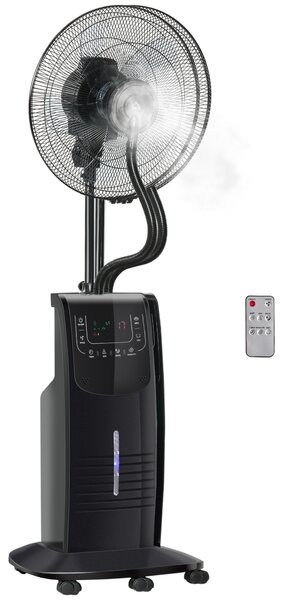 HOMCOM Ventilatore Nebulizzatore con Telecomando, Timer 12h e Oscillazione 70°, 3 Velocità, 3 Funzioni e Antizanzare Ф44.5x135cm Nero|Aosom