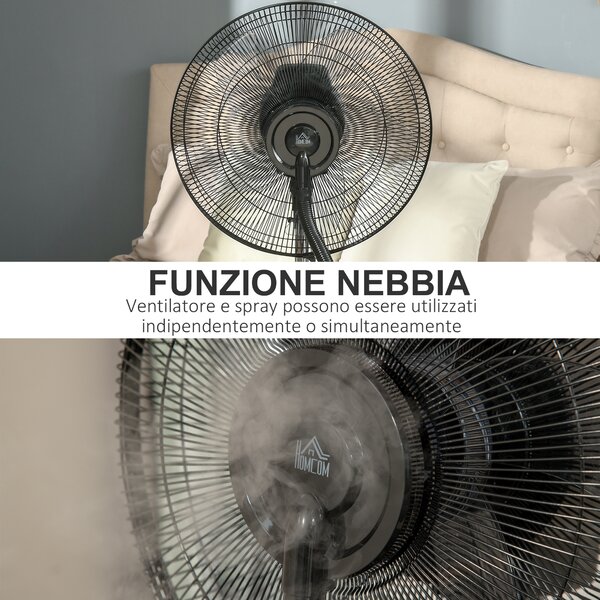 HOMCOM Ventilatore Nebulizzatore con Telecomando, Timer 12h e Oscillazione 70°, 3 Velocità, 3 Funzioni e Antizanzare Ф44.5x135cm Nero|Aosom