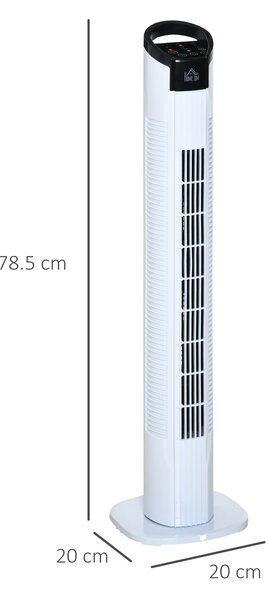 HOMCOM Ventilatore a Colonna Torre con Telecomando e Oscillazione, 3 Funzioni e 3 Velocità, Timer 7.5 Ore, Diametro 20x78.5cm|Aosom