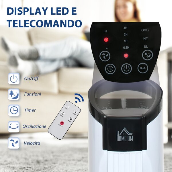 HOMCOM Ventilatore a Colonna Torre con Telecomando e Oscillazione, 3 Funzioni e 3 Velocità, Timer 7.5 Ore, Diametro 20x78.5cm|Aosom