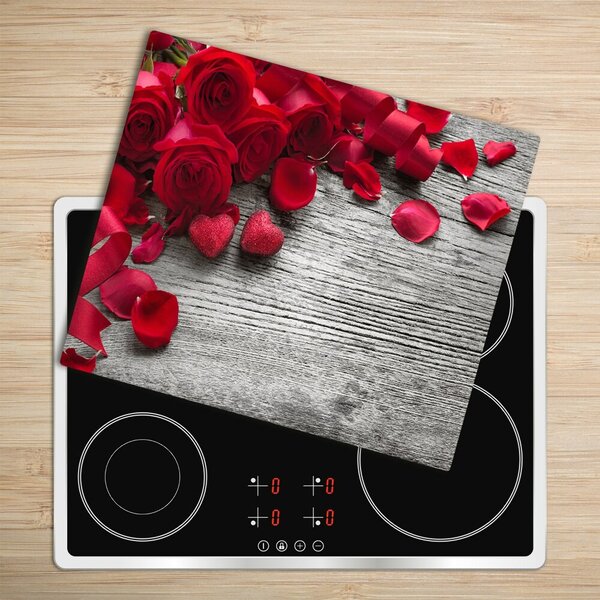 Tagliere in vetro Rose rosse 60x52 cm