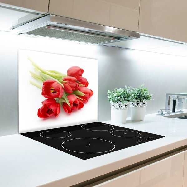 Tagliere in vetro temperato Tulipani rossi 60x52 cm