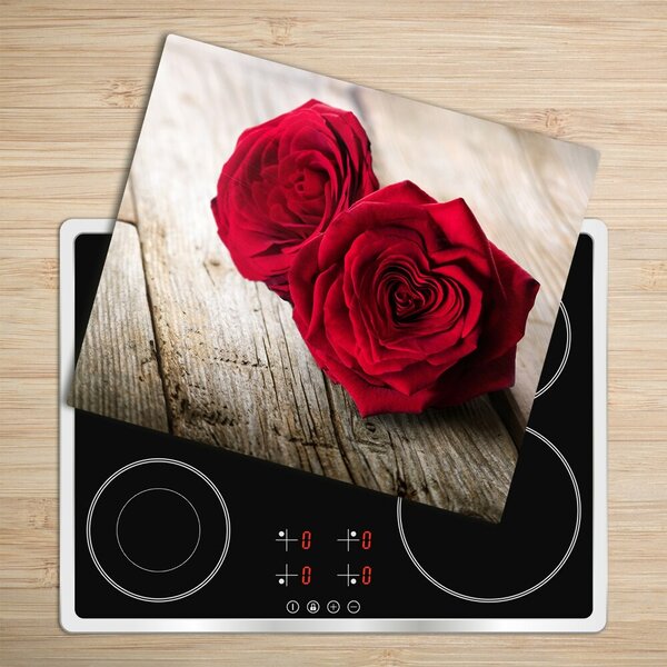 Tagliere in vetro Rose sul legno 60x52 cm