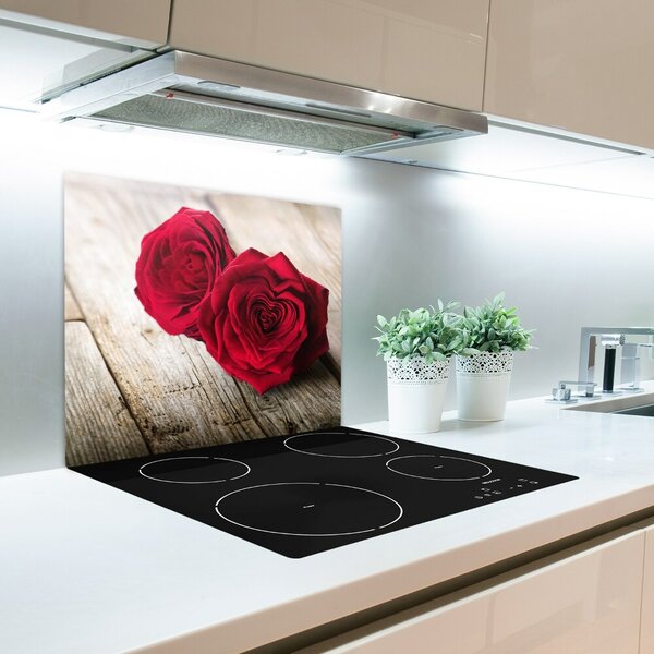 Tagliere in vetro Rose sul legno 60x52 cm