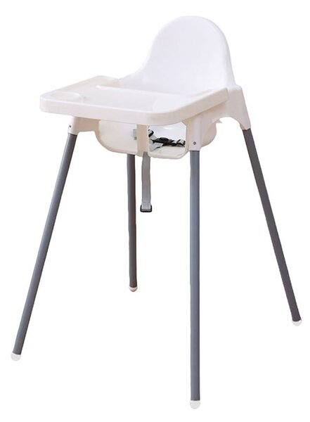 Seggiolone Pappa Easy 91x65x57 cm con Vassoio e Cinture di Sicurezza Bianco