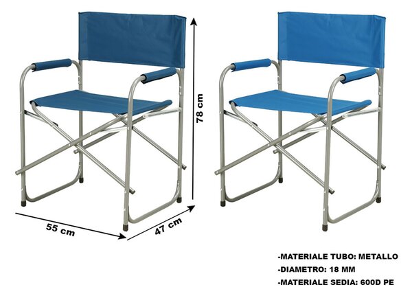 Sedia da Esterno Sedia da Regista Croazia 55x47x78 cm in Tessuto Oxford Colore Casuale