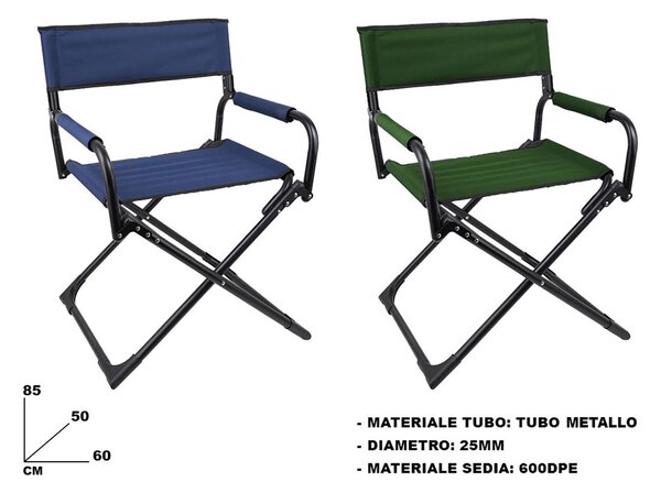 Sedia da Esterno Sedia da Regista Top 60x50x85 cm in Tessuto Oxford Colore Casuale